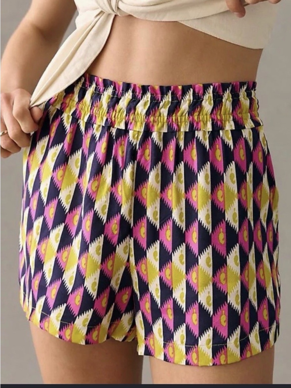 Anthropologie Easy Traveller Short - High Rise Elastic Waist Geo Print  - small